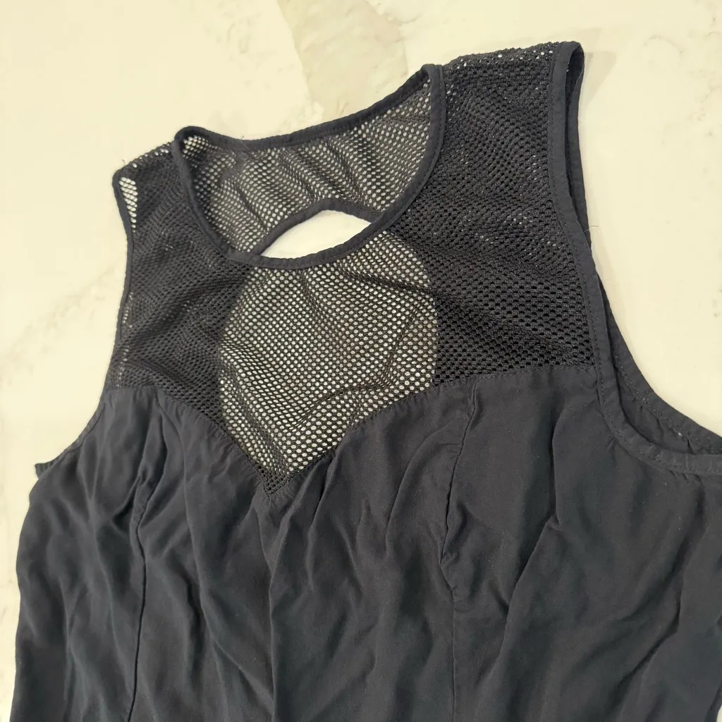 Garage High Neck Mesh Overlay Sweetheart Neckline Mini Dress Womens Medium Black - Image 4