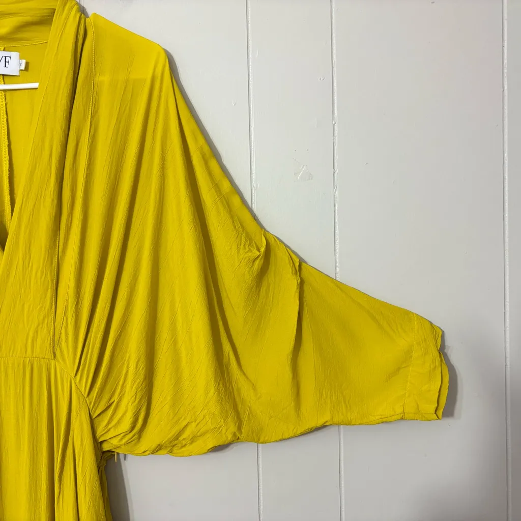 SWF Plunge Maxi Dress Citrus Chaos Yellow Size M Kimono Style, Chic Resortwear Size M - Image 7