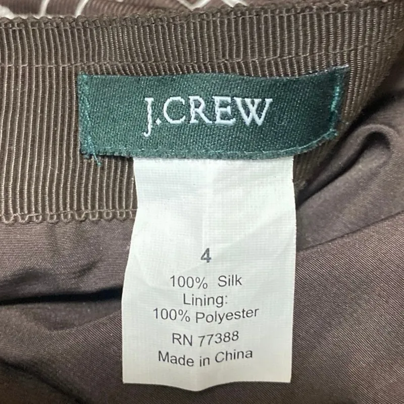 J.Crew 100% Silk Satin Brown Equestrian Print Pleated Knee Length A - Image 4