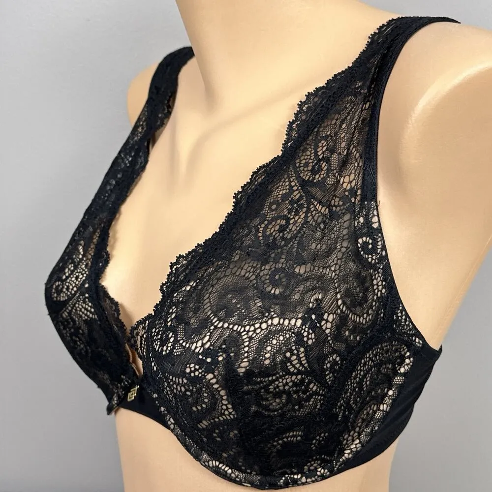 Third Love Lace Contour Plunge Bra Size 30G Black Lined Underwire Thirdlove - Image 2