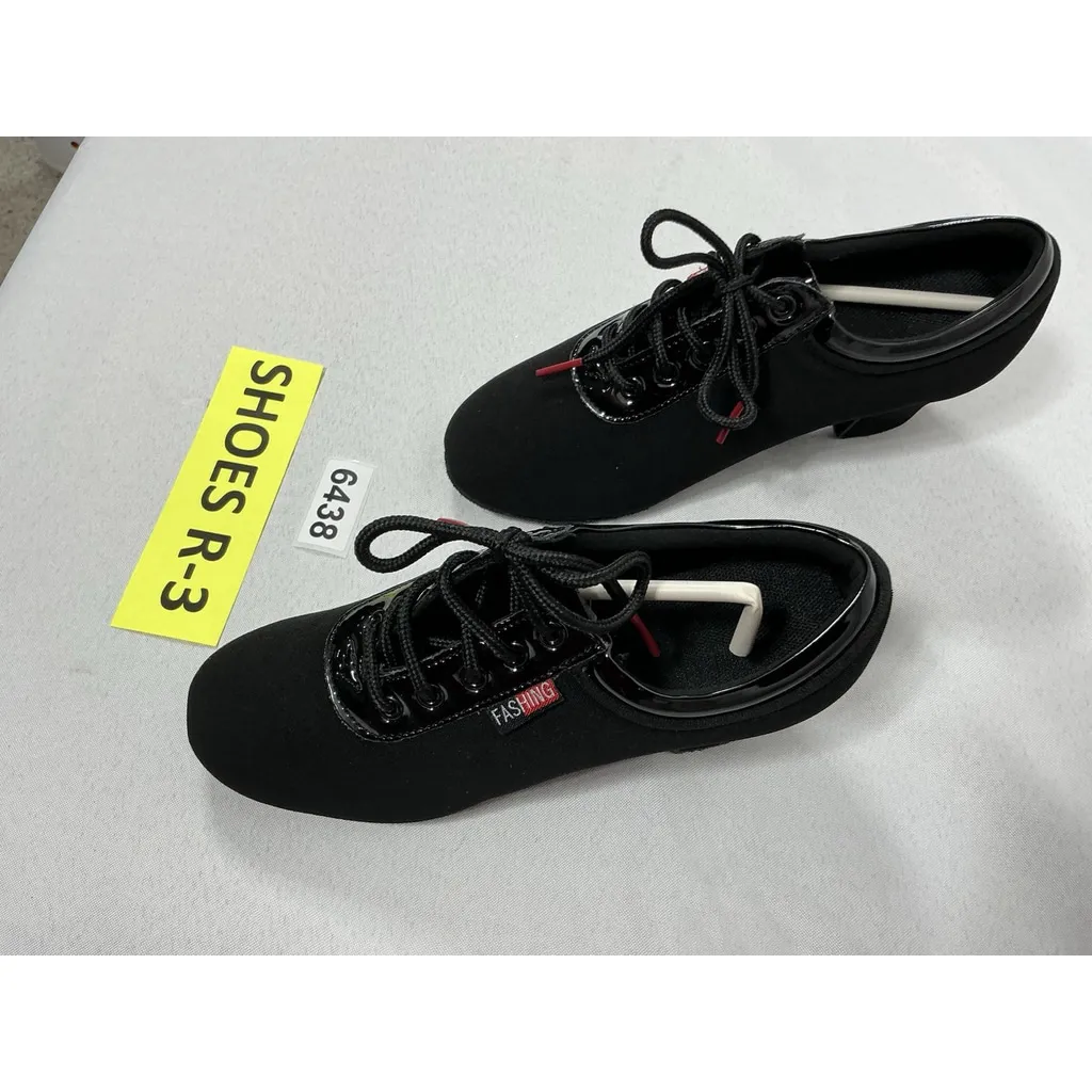 NWOT Fashing Ballroom Dance Shoes Lace Up Size 5.5 Black Block Heel - Image 2