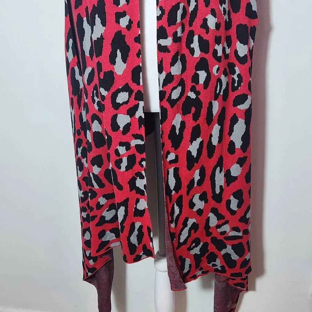 Colleen Lopez Red Leopard Print Open Front Shrug Size XL/1X Red Leopard Cardigan - Image 4