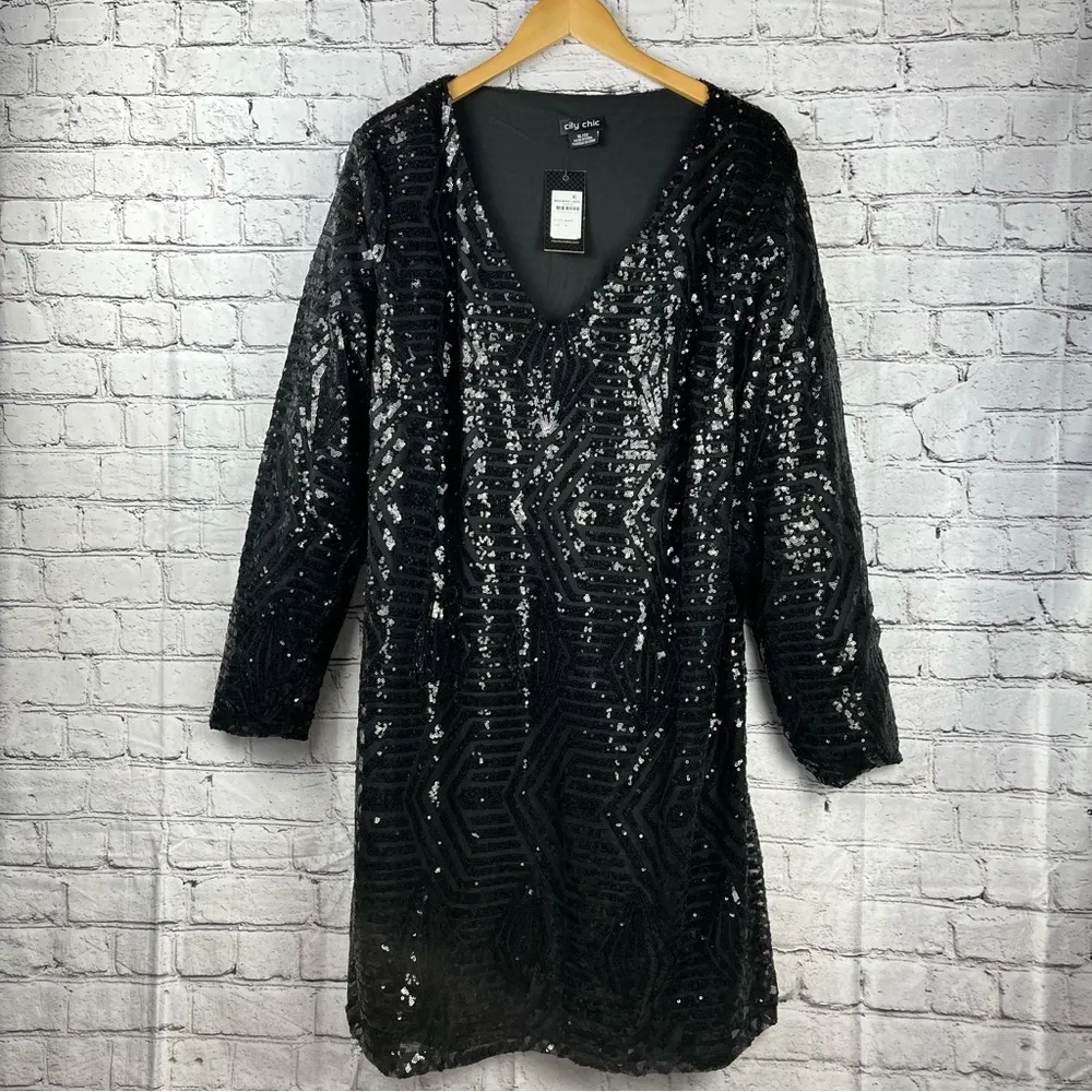 NWT City Chic Bright Lights Sequin Cocktail Dress Size 22 - Image 2