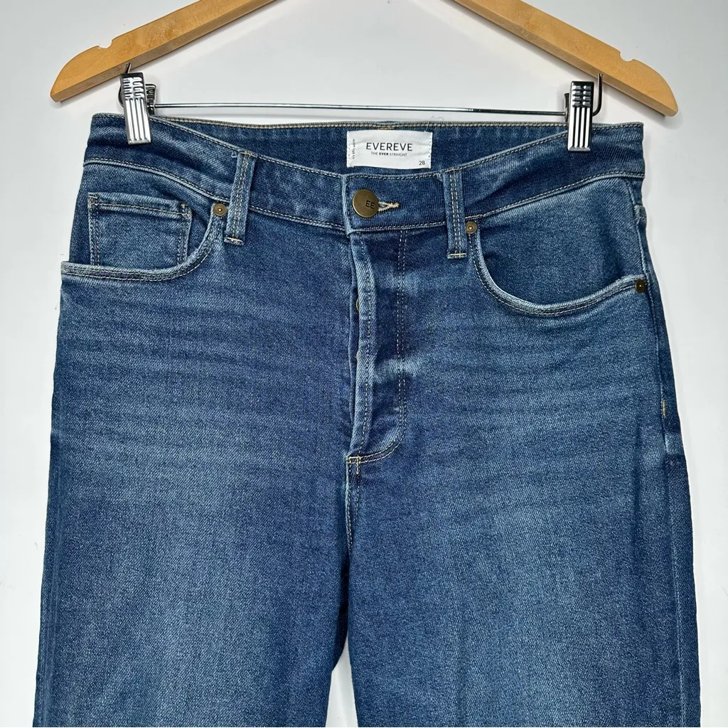 EVEREVE Ever Straight Button Fly Jeans Cuffed Hem Size 28 - Image 7