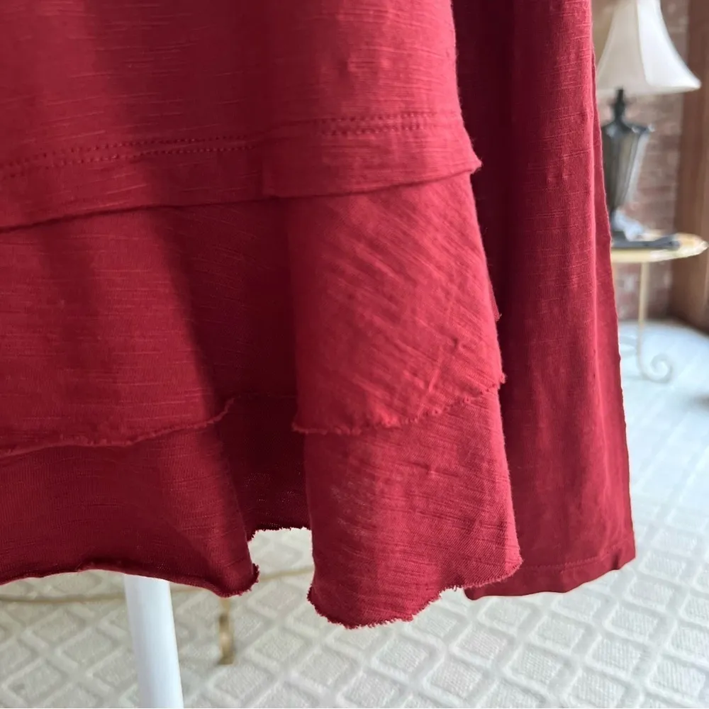 Caslon Top Ruffle Hem Long Sleeve Brick Red M Relaxed Dressy Tee Work Everyday - Image 5