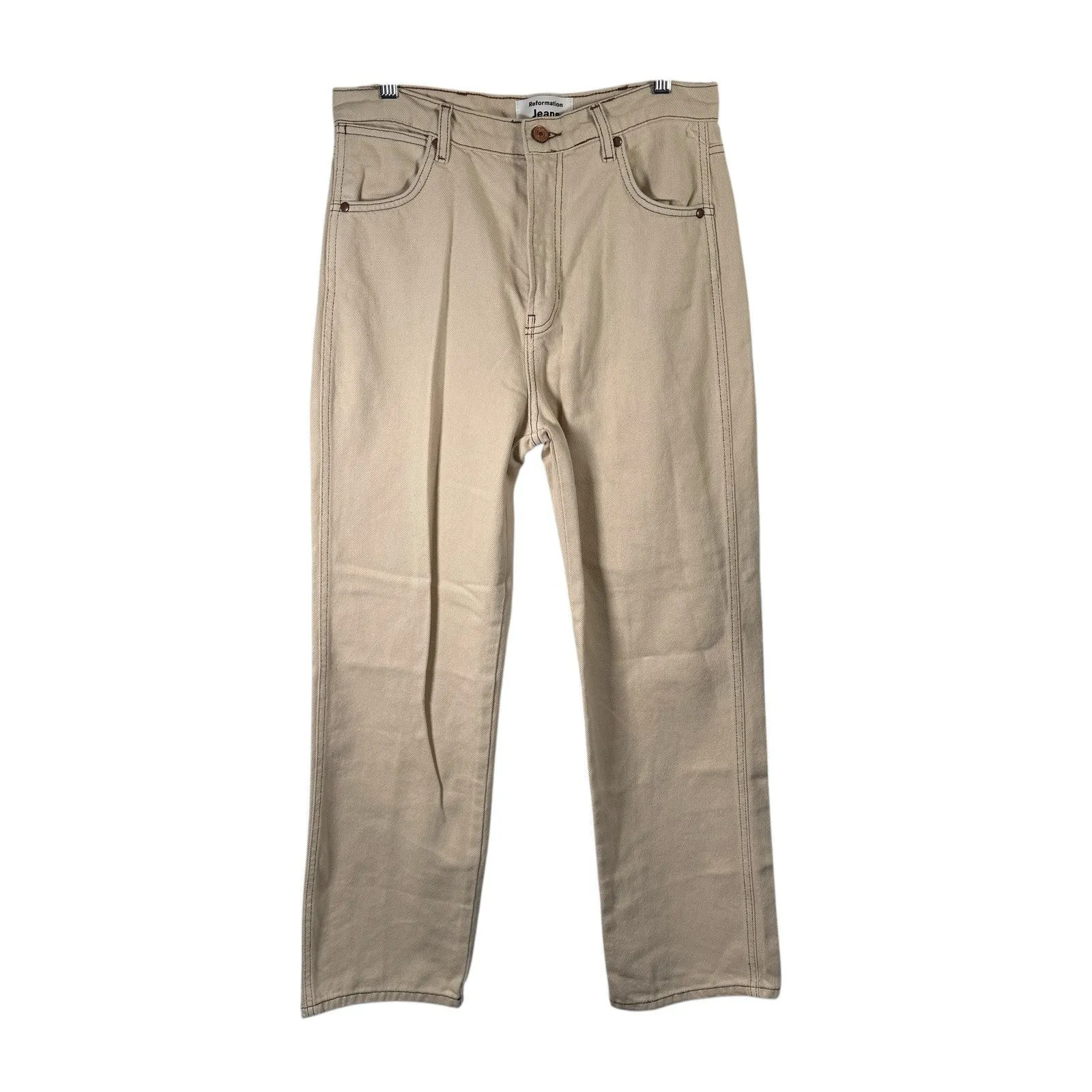 Reformation Cowboy High Rise Straight Jeans Almond Wash NEW Womens 28 - Image 2