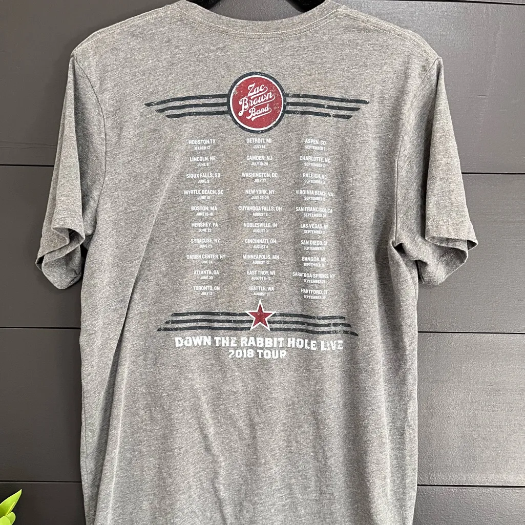 ZAC BROWN BAND Official Concert Tour Merch Band Tee Unisex Adult Sz L EUC Gray Size L - Image 2