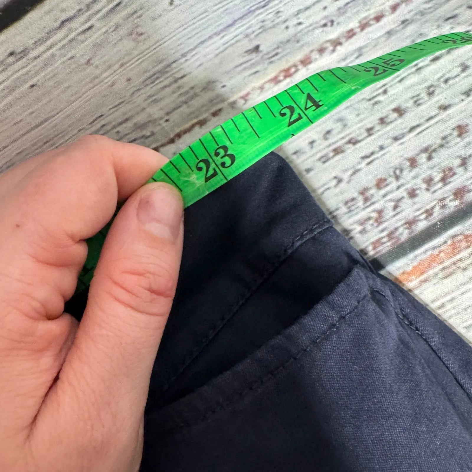 Talbots Perfect Crop Pants Navy Stretch Button Hem Cotton Blend 24W - Image 6