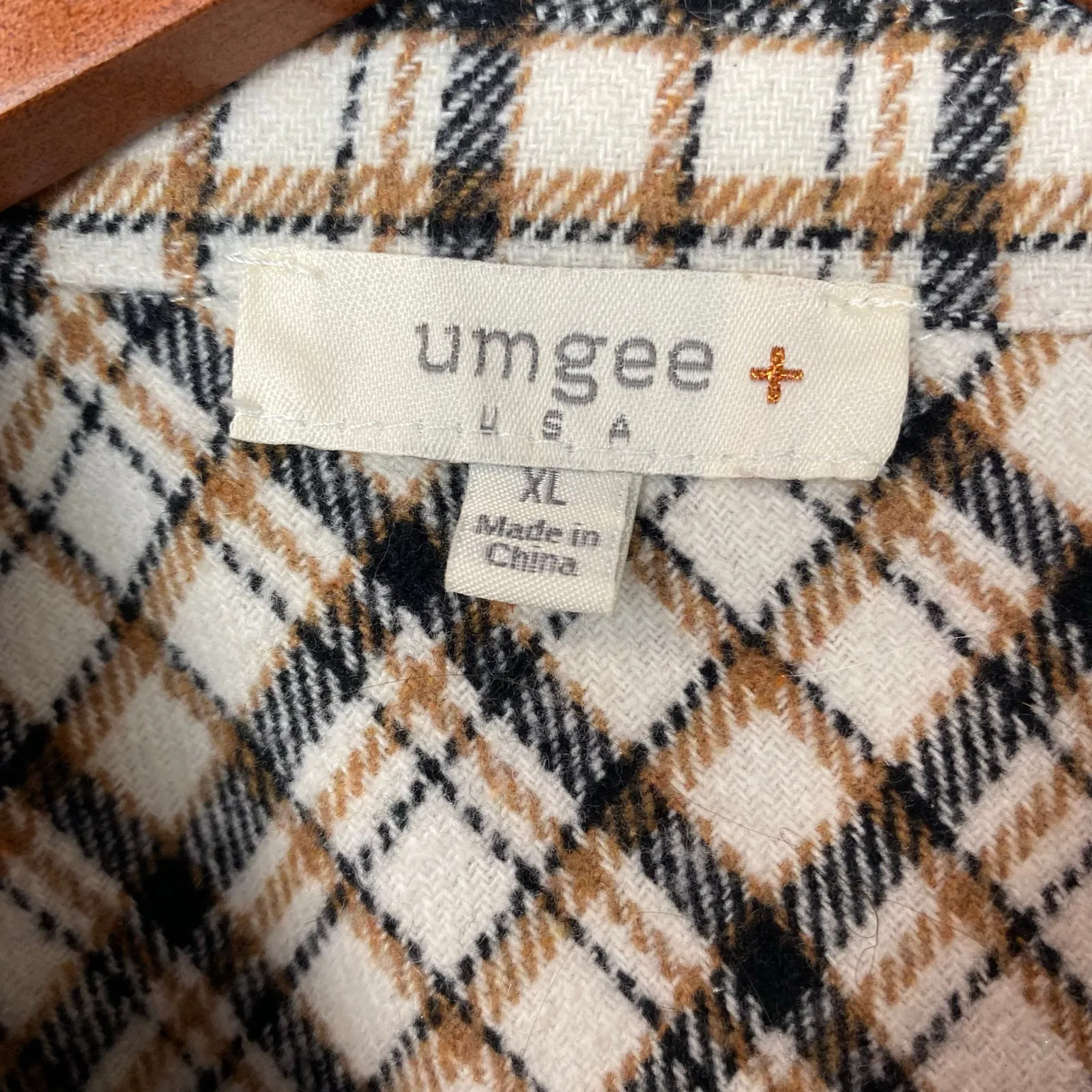 Umgee Mustard Yellow Plaid Block Patch Pockets Flannel Shirt Shacket XL - Image 7