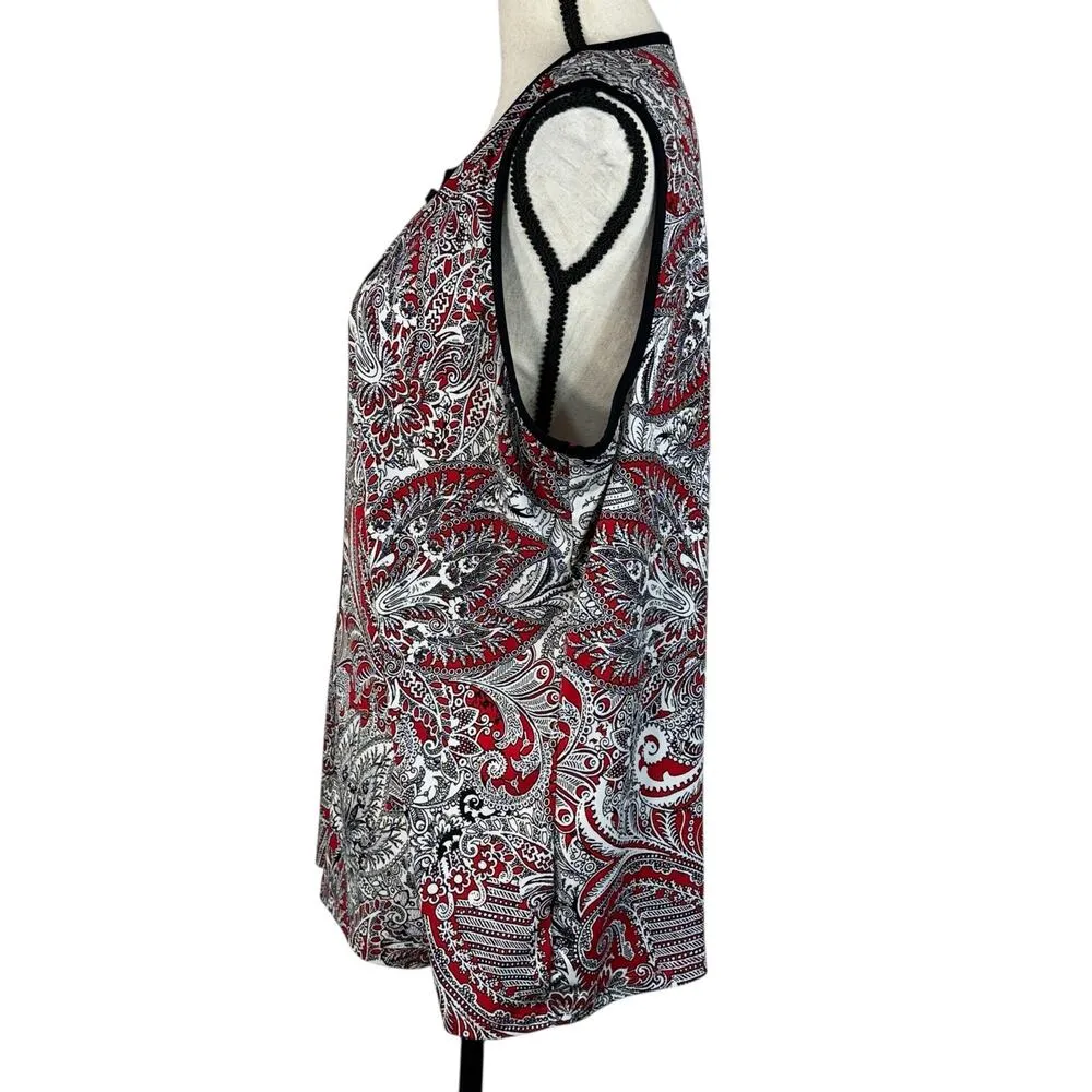 Liz Claiborne Career X-Large Top Sleeveless Floral Stretch Keyhole V-Neck Multi - Image 5