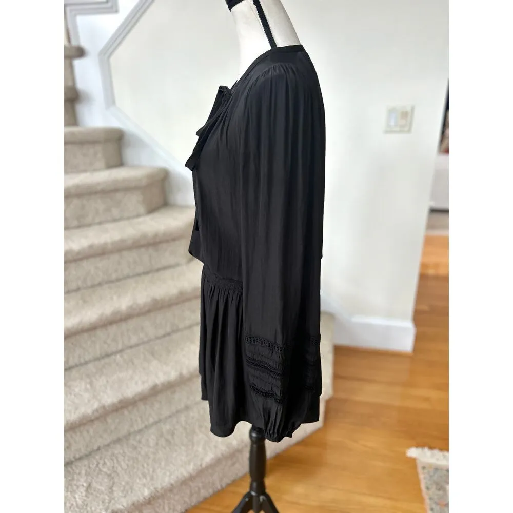 Ramy Brook Rosey Black Blouson Lace Sleeve Boho Mini Dress - Image 5