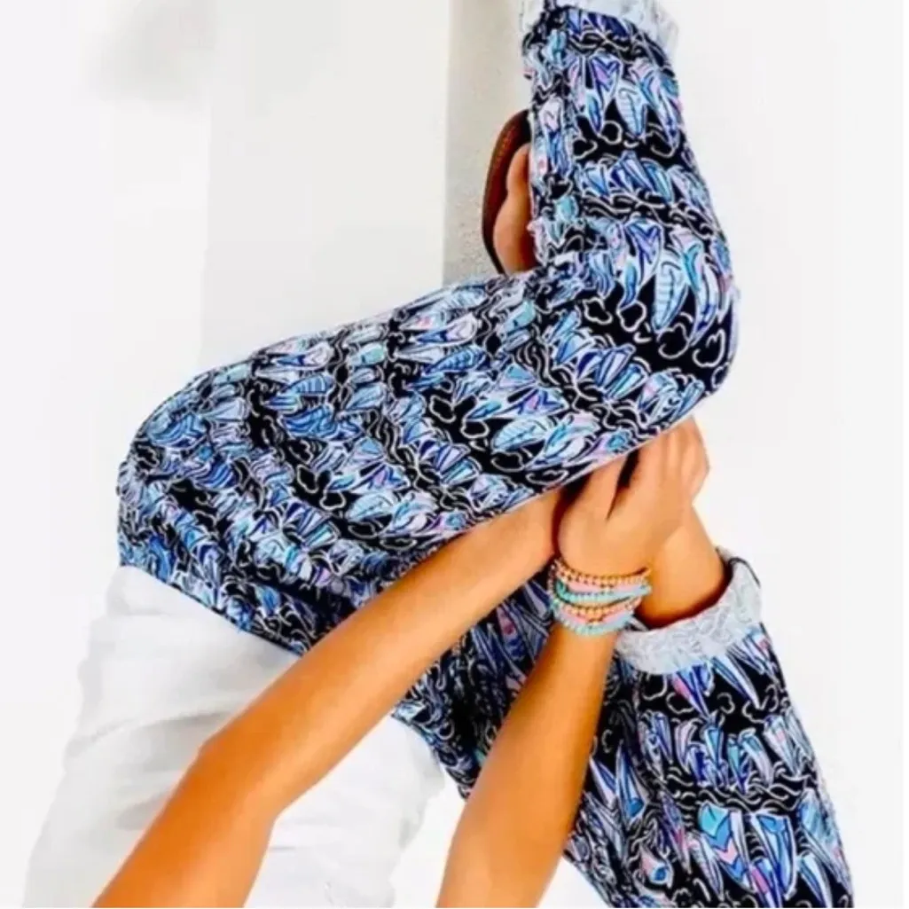 Lilly Pulitzer Taron Linen Pants - Low Tide Navy Sails and Stripes Boat Print - Image 3