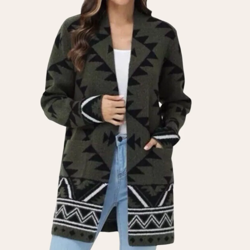 NWT FRYE Open Front Aztec Pattern Duster Sweater Size Medium - Image 2