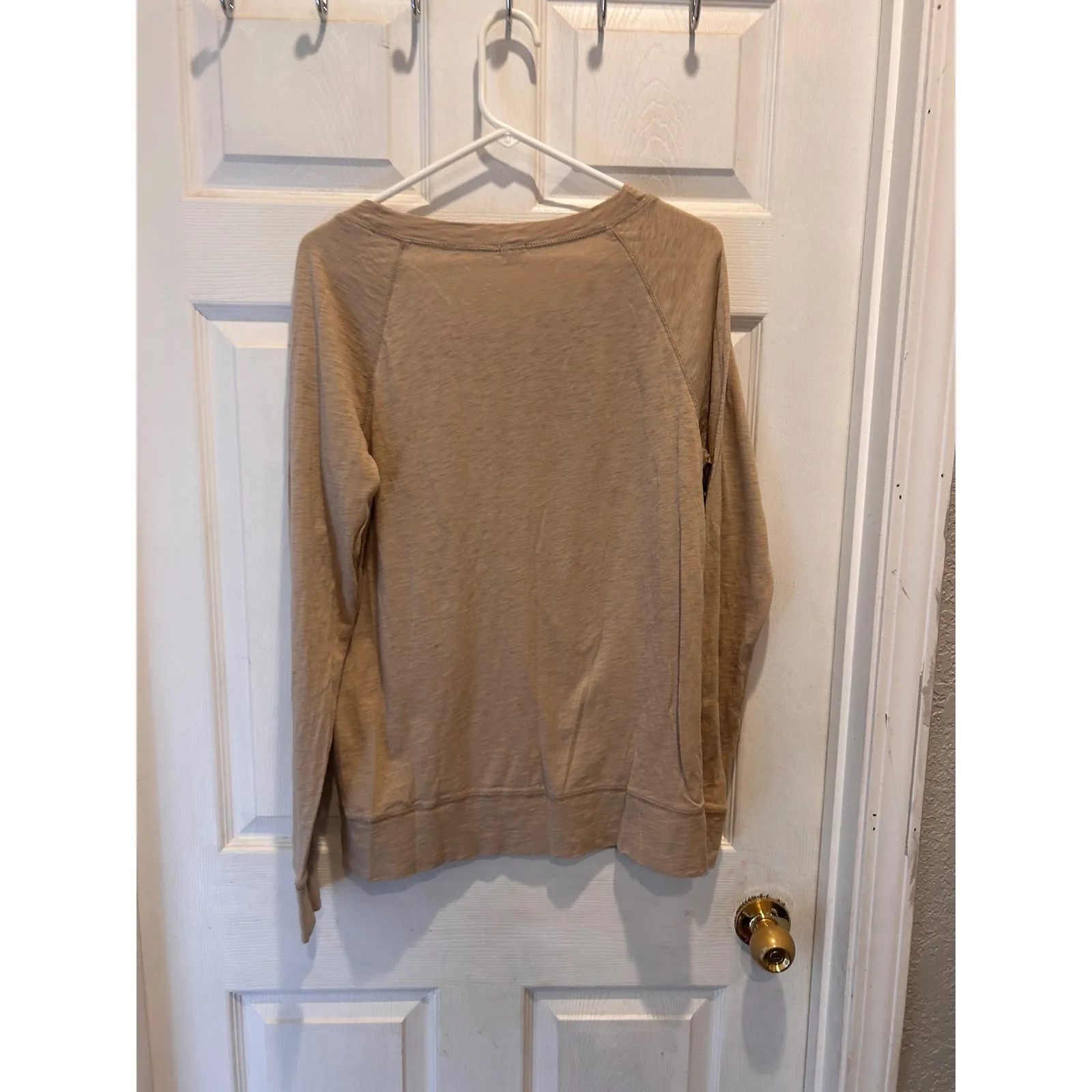 J. Crew Sequin Sweatshirt Tan Long Sleeve Crew Neck Pullover Women's Size L - Image 5