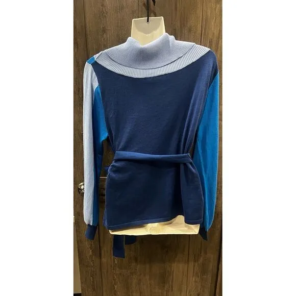 New York & Company Sweater Blue Size XL With‎ Tie Belt - Image 2