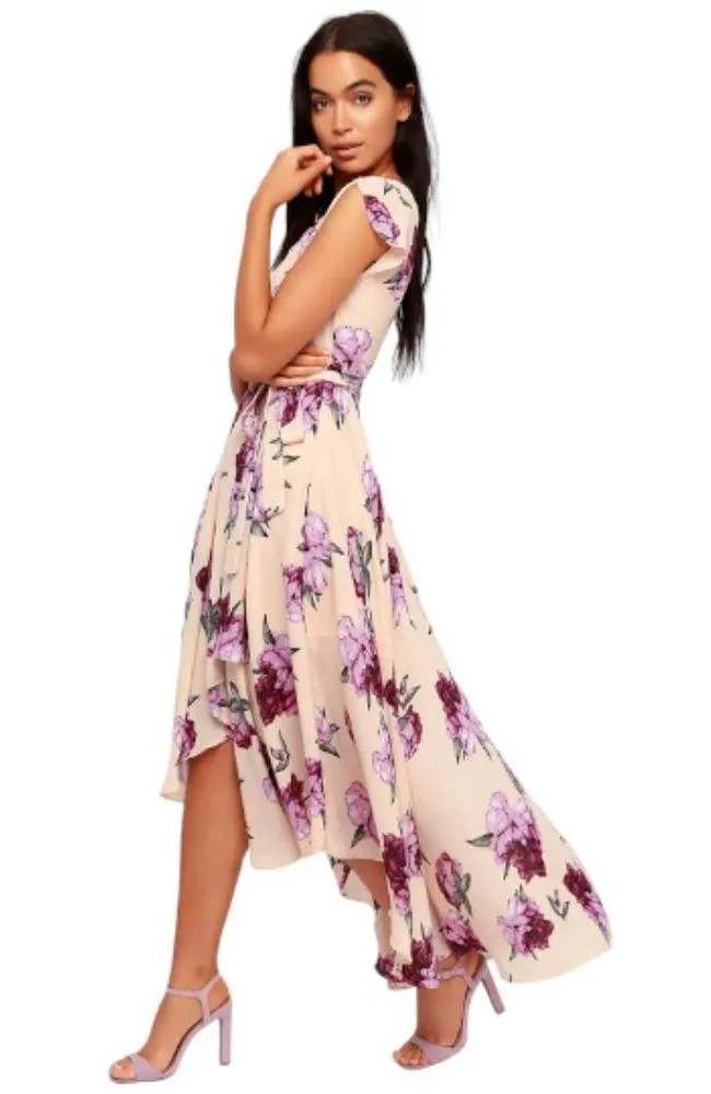 Lulu's French Countryside Blush Floral Print High Low Dress Size Med EUC #3269 - Image 4