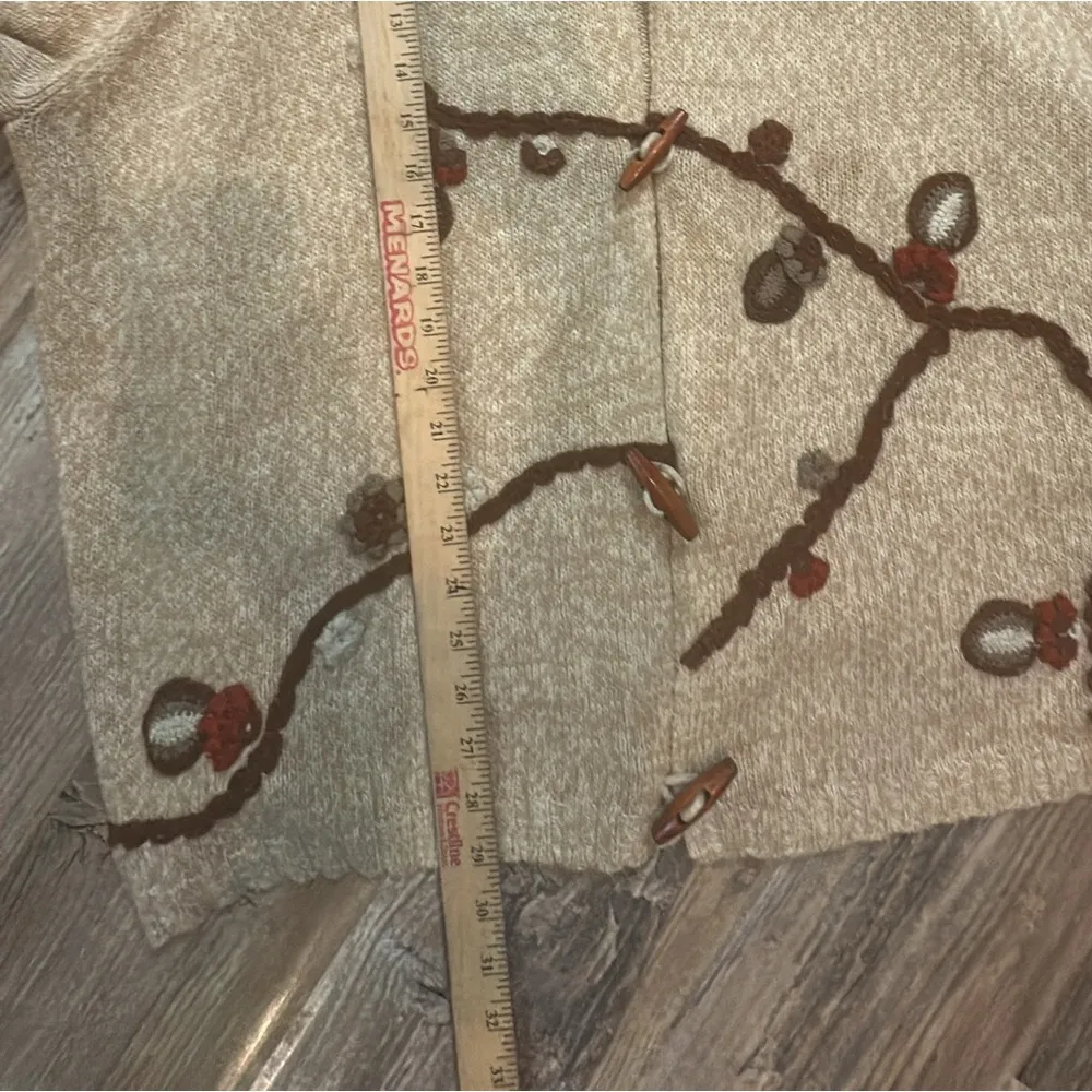 Vintage Extra Point‎ Woman’s 3X Tan Floral Embroidered Cardigan Sweater Boho - Image 6