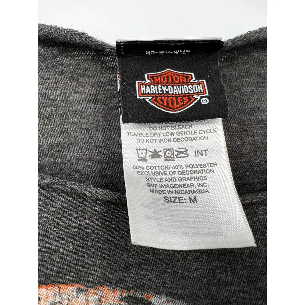 Harley Davison Shirt Womens Lightweight Graphic Tee Moto Long Sleeve Gray Size M - Image 2