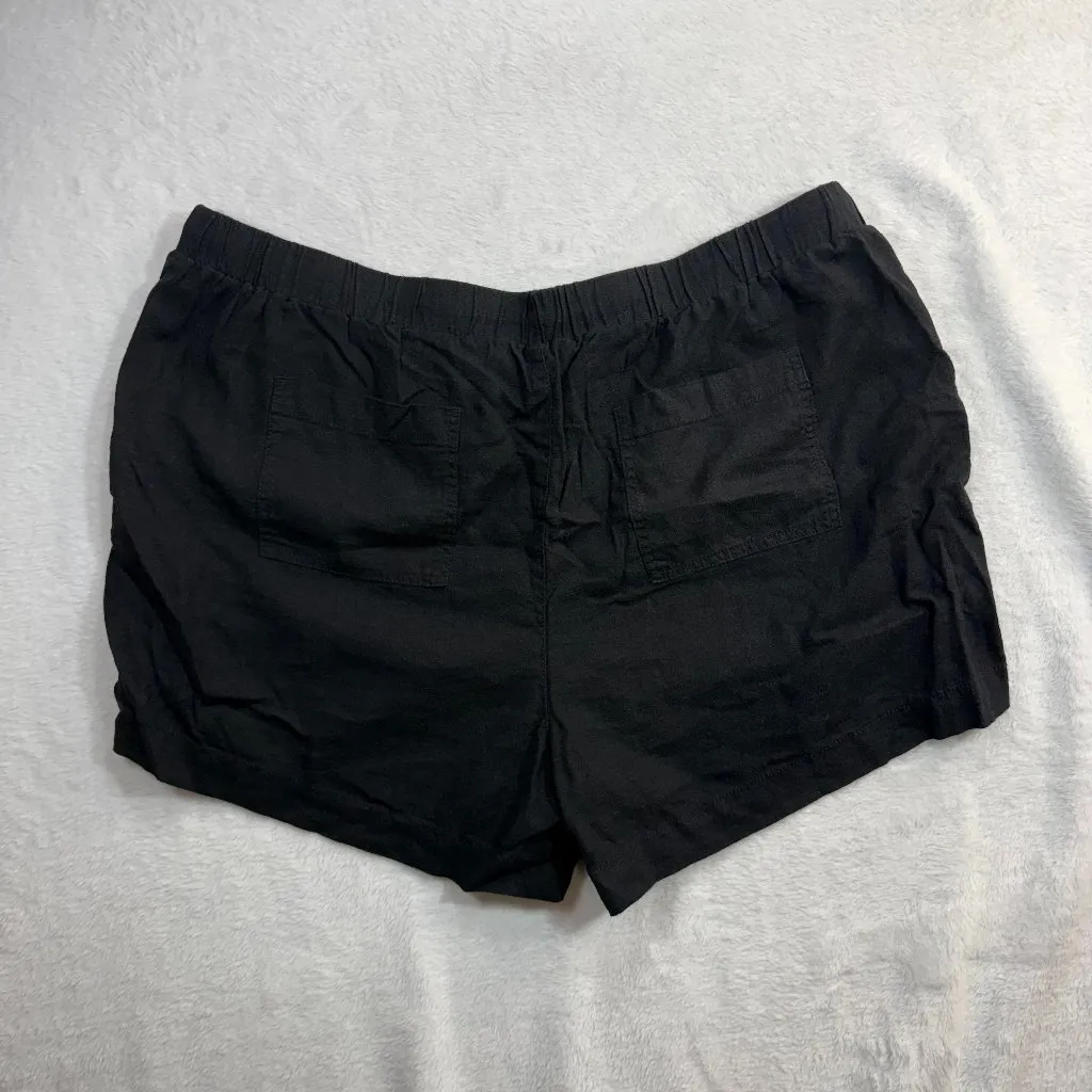 Briggs XXL Black Linen Shorts Elastic Waist Casual Summer Comfy Beach Minimalist - Image 3