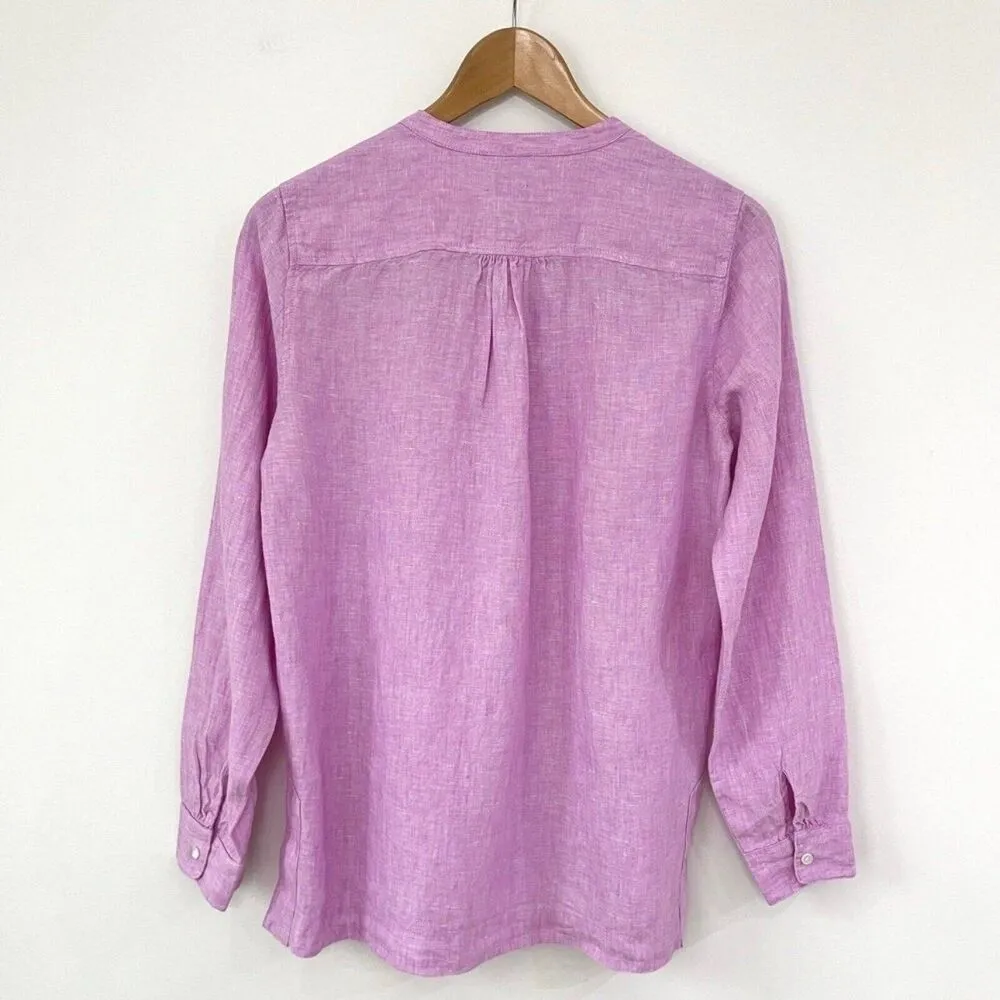 Baird Mcnutt For J.Crew Women's 100% Irish Linen Popover Breathable Tunic Top 8 Pink - Image 2