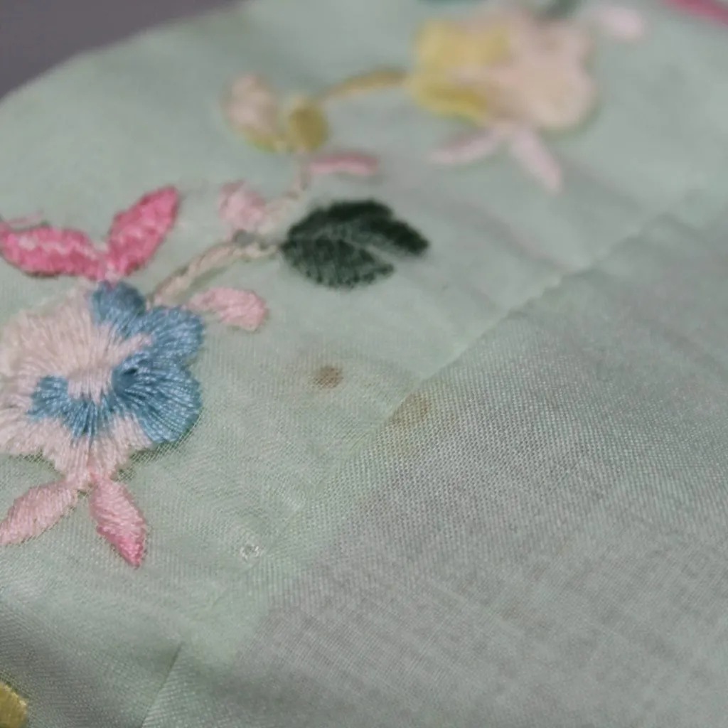 Vintage 1960s–70s Sears Pastel Green House Dress Floral Embroidery & Bow Detail Size XL - Image 12