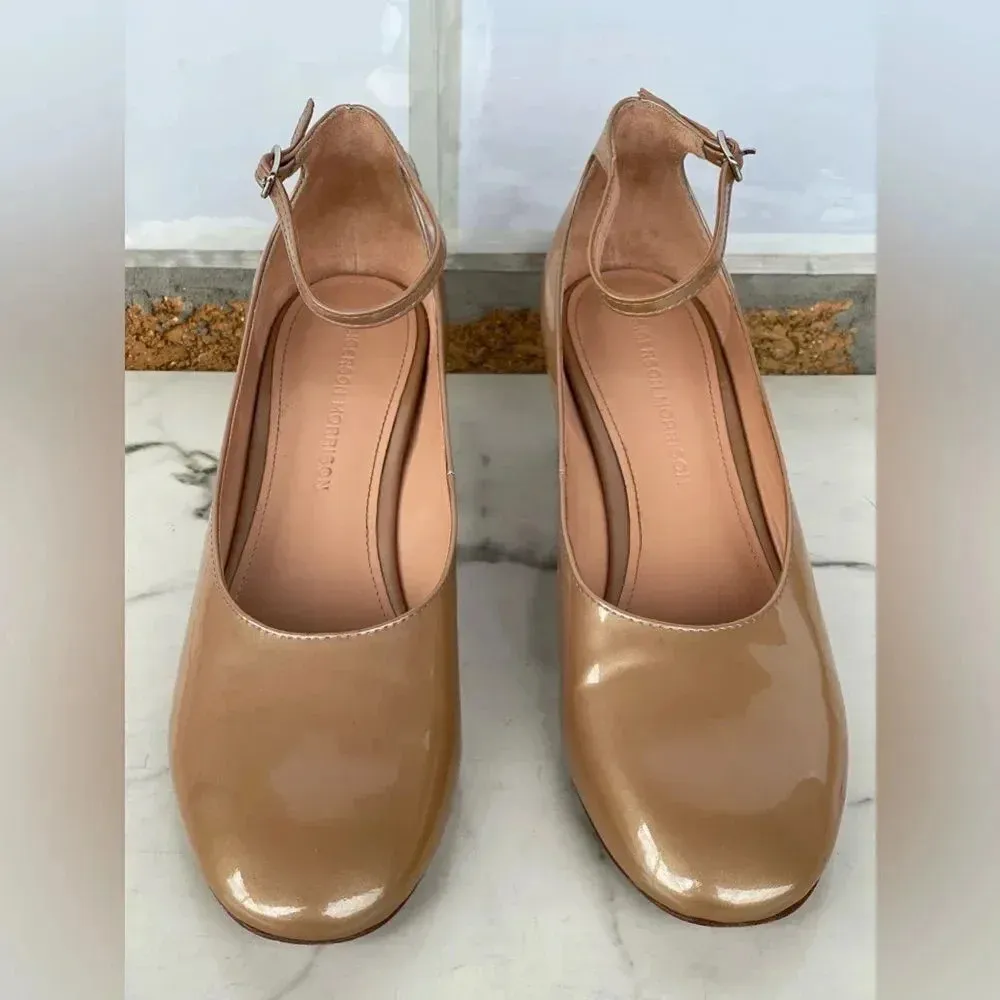 Sigerson Morrison Women's Kairos Patent Leather Mary Jane Pumps 7.5 Tan - Image 2