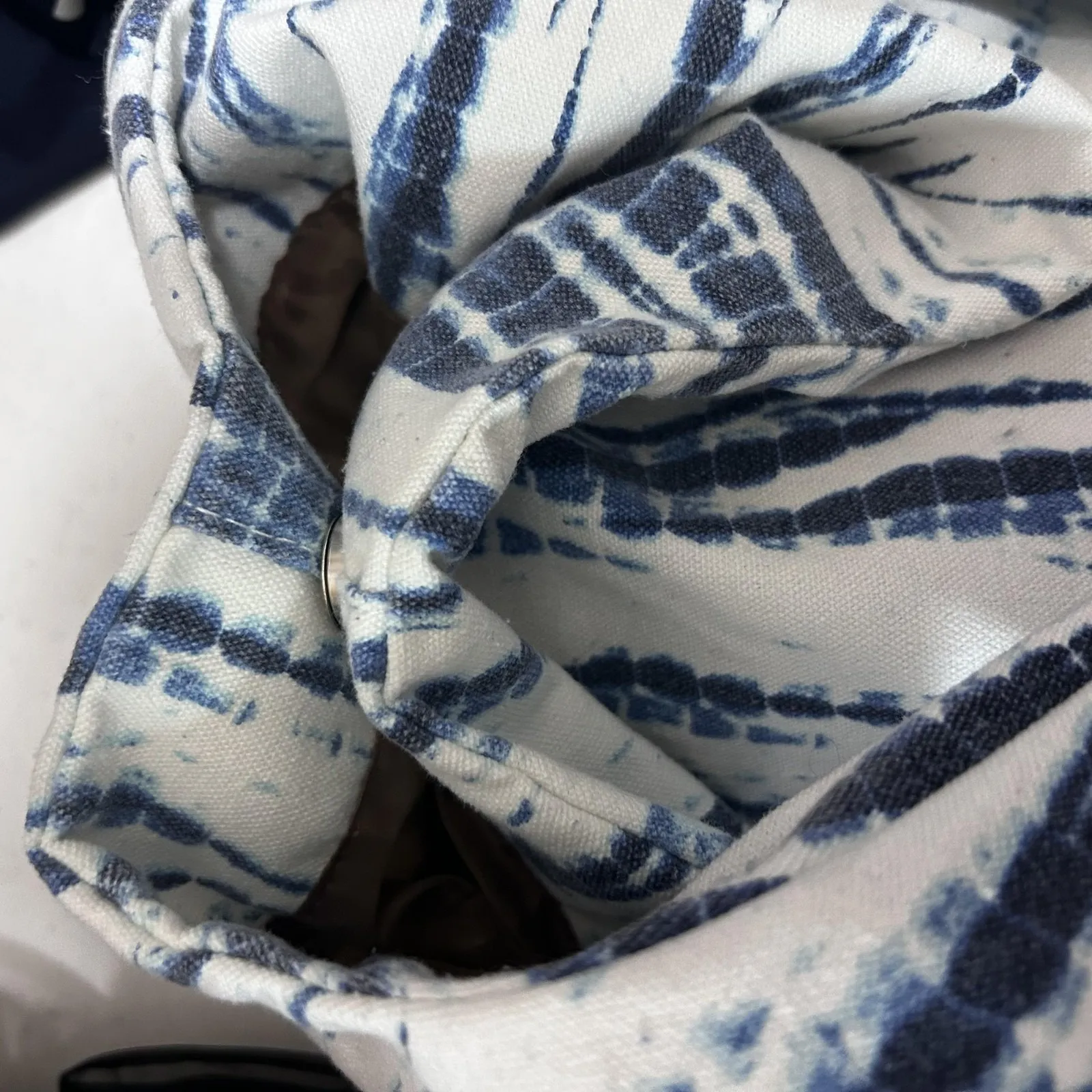 Blue White Tie Dye Hobo Shoulder Bag Womens Large‎ Canvas Boho Purse Tote Retro - Image 5