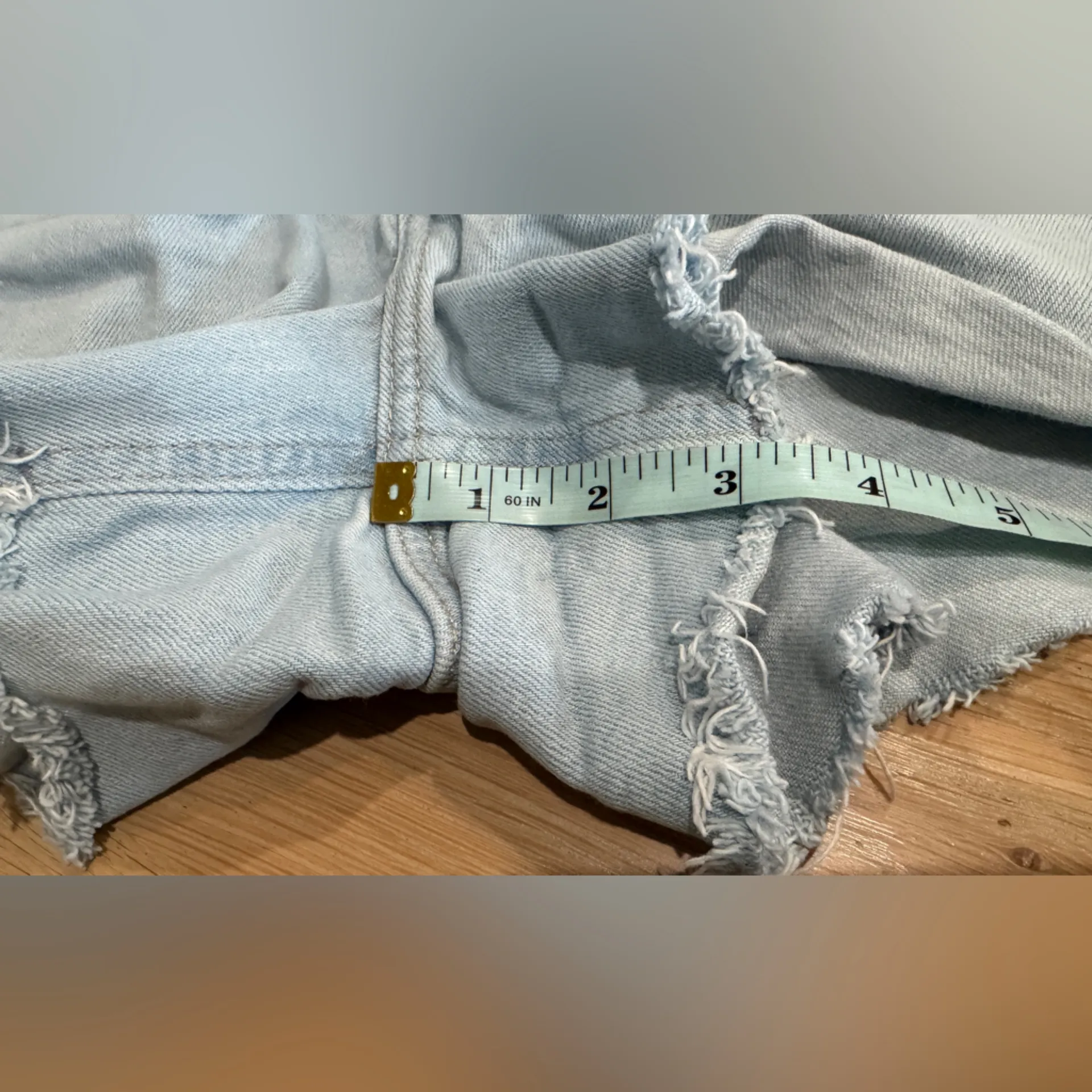 Old navy higher high rise sky-hi a-line cut off light wash blue denim short 12 - Image 10