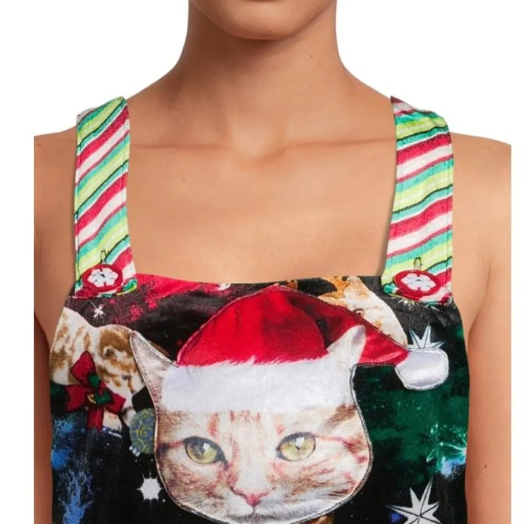 Christmas Cat Overall Jumpsuit Juniors Size Medium 7-9 Black Velvet Christmas - Image 16
