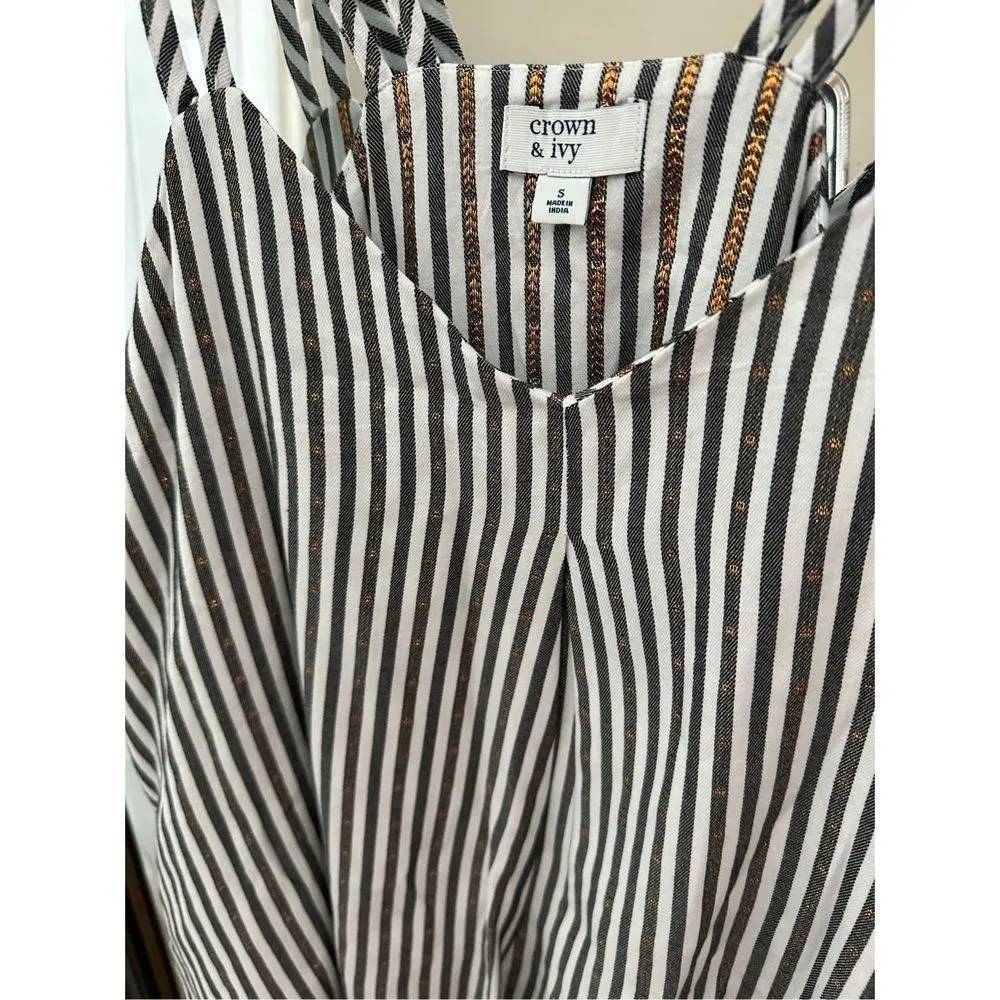 Crown & Ivy Striped With Gold Inlay Blouse  Size Small - Image 2