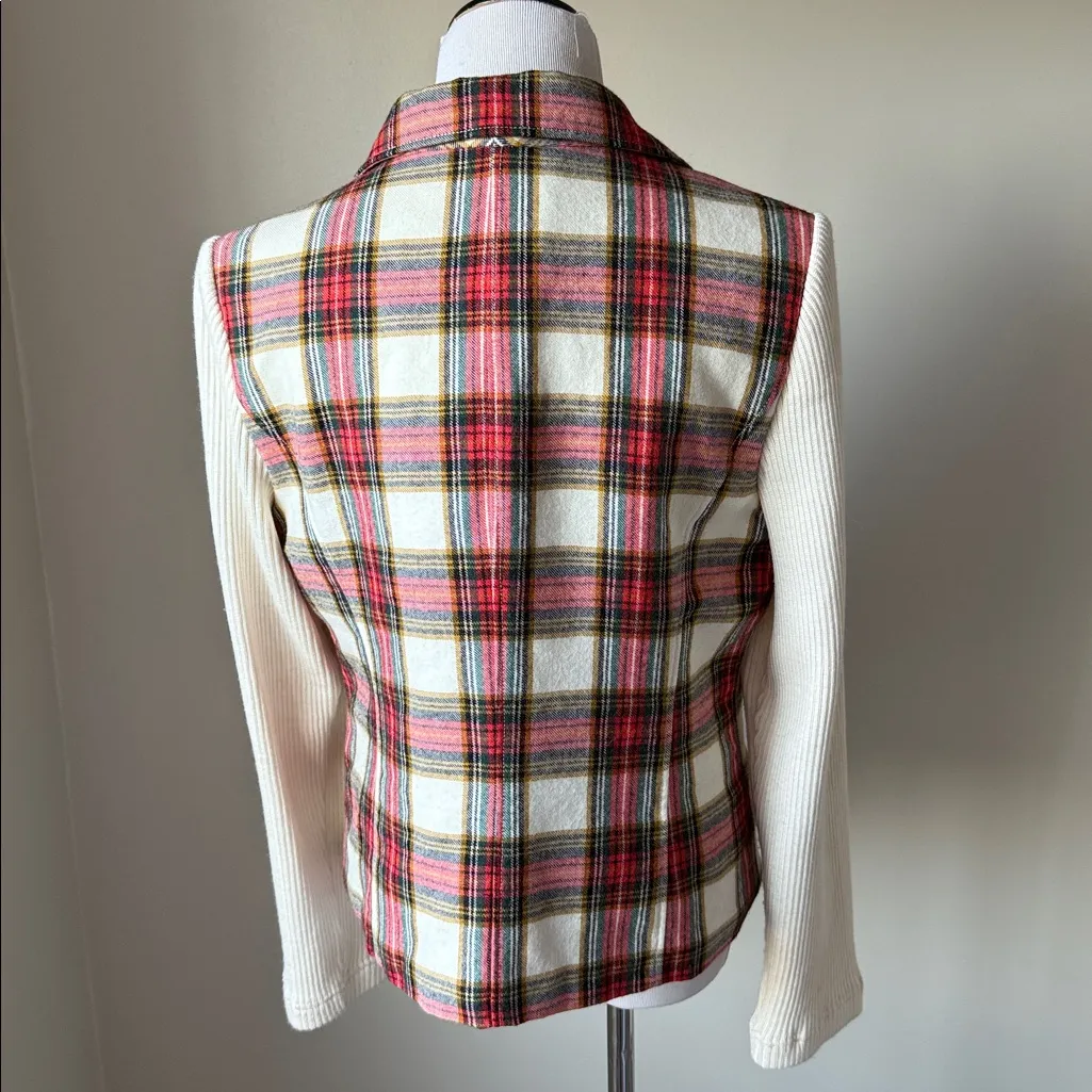 Sundance Tartan Plaid Moto Jacket With Removable Faux Fur Collar - Image 10