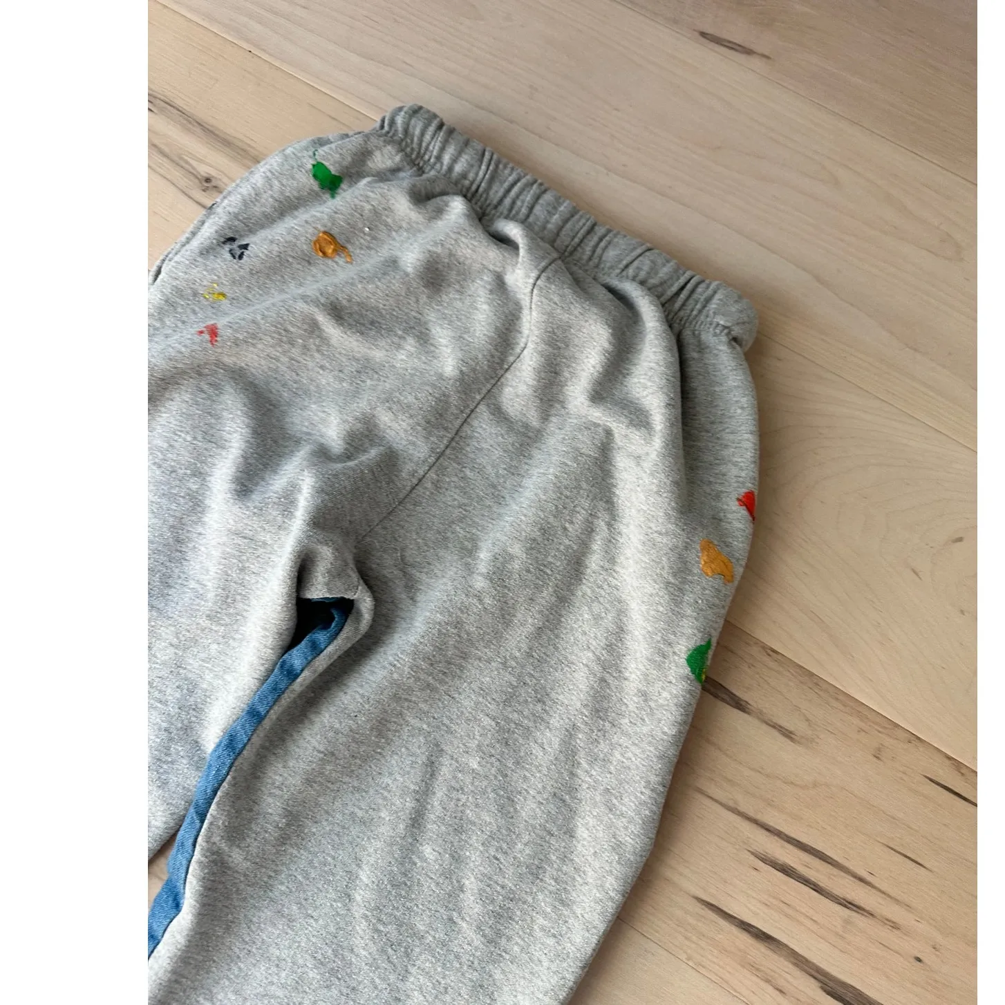 MNML Unisex Sweatpants Grey Size XS Flared Leg Paint Splatter High Waist Gray - Image 10