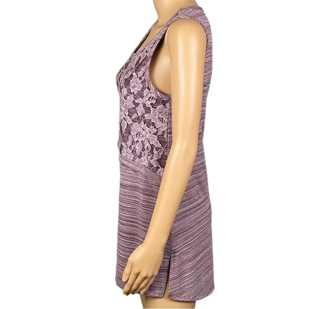 LOGO by Lori Goldstein mauve “Space Dye Tank with Cropped Lace”. Size Small. EUC - Image 5