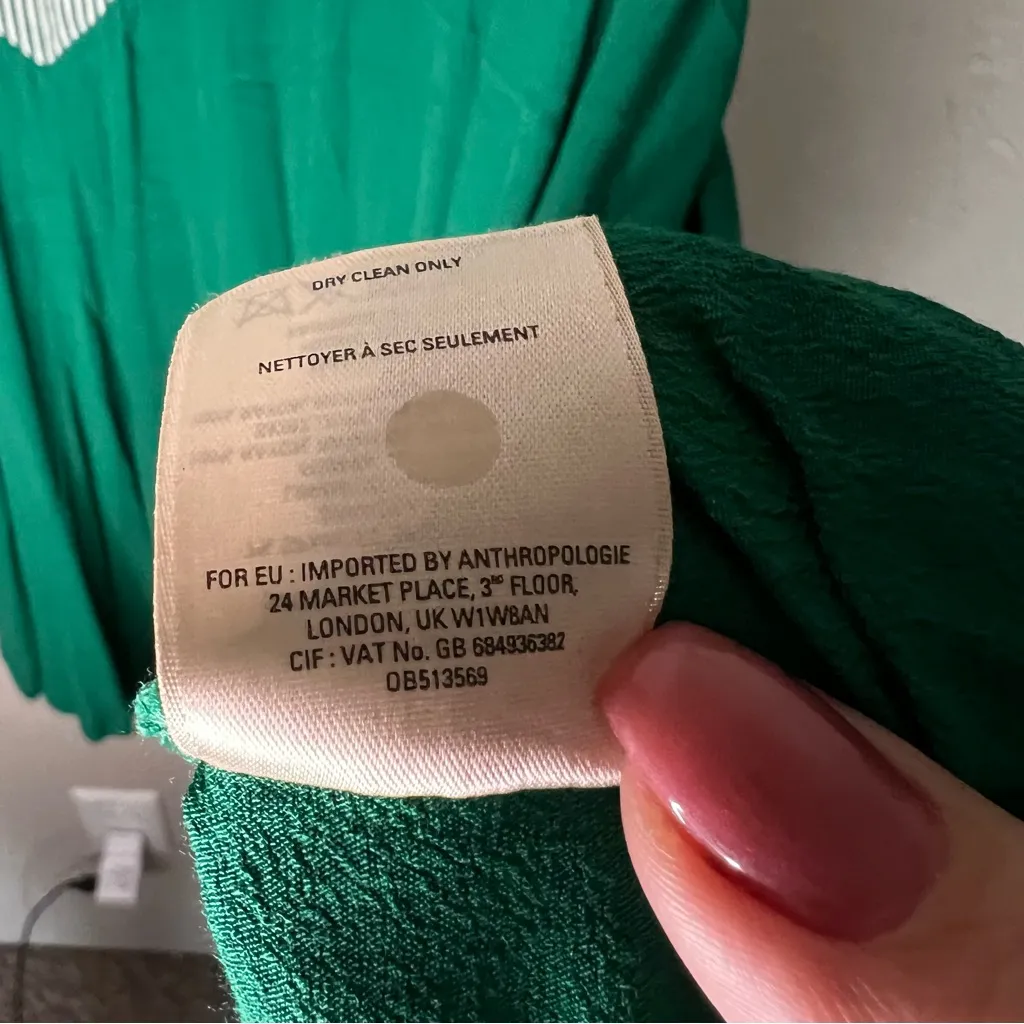 Maeve Anthropologie Cameron Green/White Striped Bodice Asymmetrical Dress - Image 8