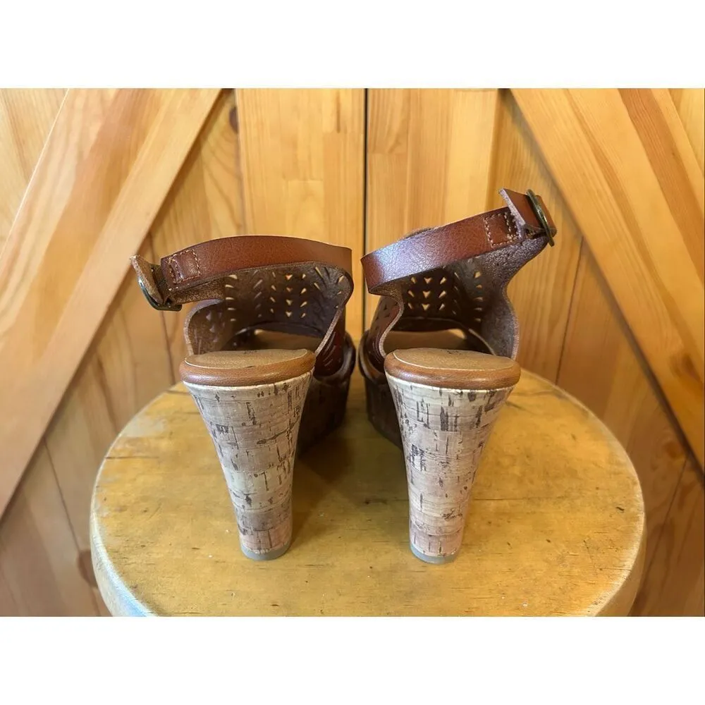 Maurices Women's Shoes Sz 6M Wedge Heel Brown Open Toe Business Casual - Image 4