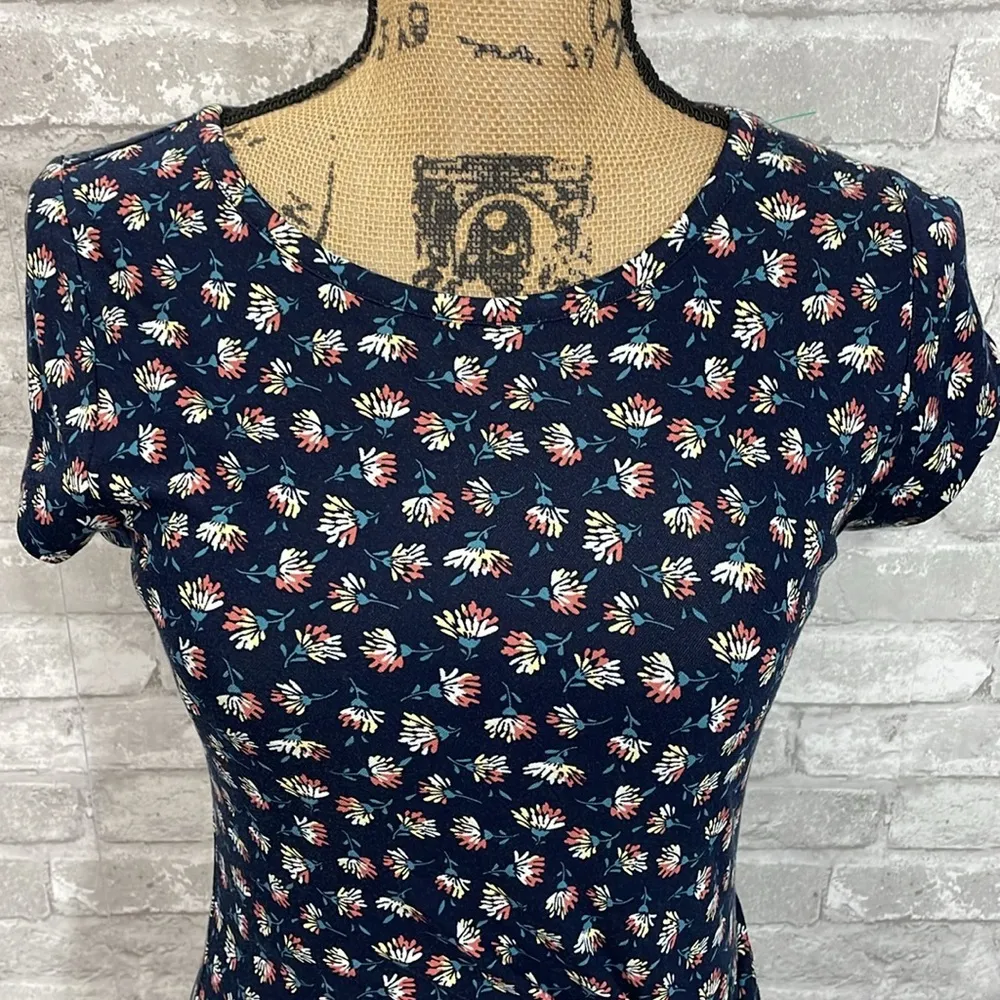 Loft Navy Floral Knotted MIDI Dresss - Image 3