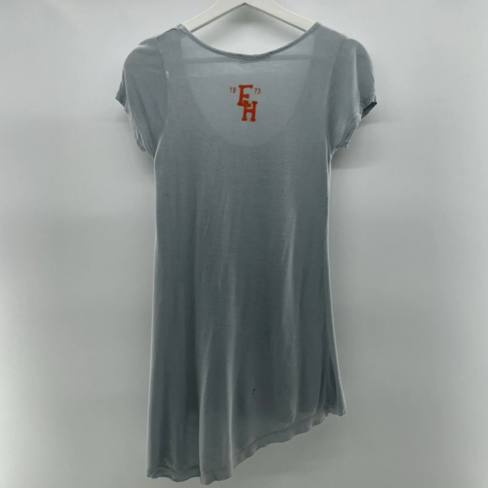 Ed Hardy XS Christian Audugigier T-Shirt Asymmetrical Short Sleeve Gray Floral - Image 4