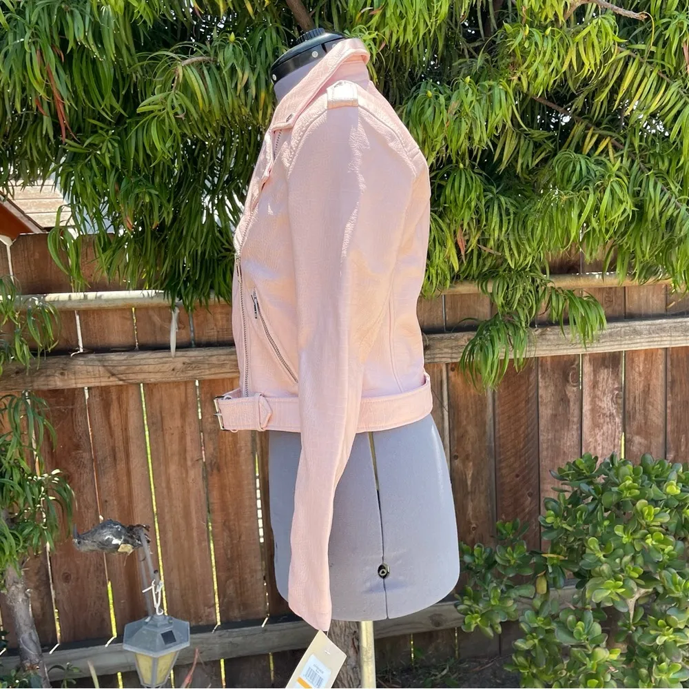 Levi’s Belted Faux Leather Embossed Moto Jackets size S - Image 4