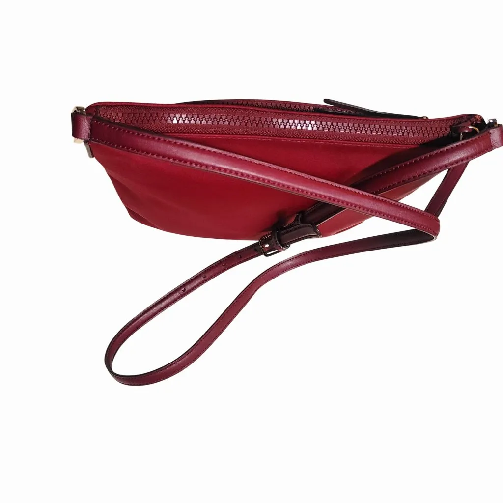 Kate Spade Burgundy Nylon Crossbody Bag Adjustable Strap Heart Lined Zip Closure - Image 9