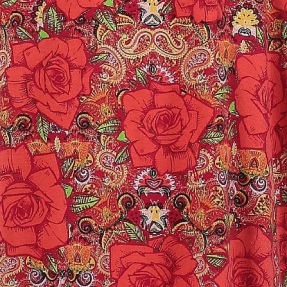 LuLaRoe Irma High Low Oversized Tunic Blouse Size Medium Red Floral Rose Paisley - Image 3