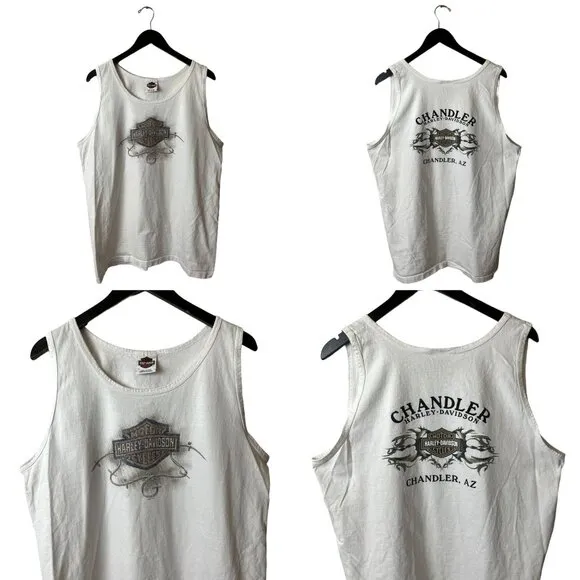 Vintage Y2K Harley Davidson Chandler AZ Tank Top Womens White XL Extra Large USA - Image 2