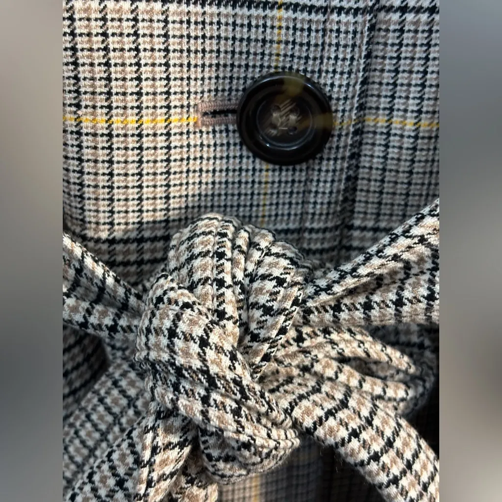 Ann Taylor Glen check plaid trench coat sz XXL Houndstooth Academia Transition - Image 6
