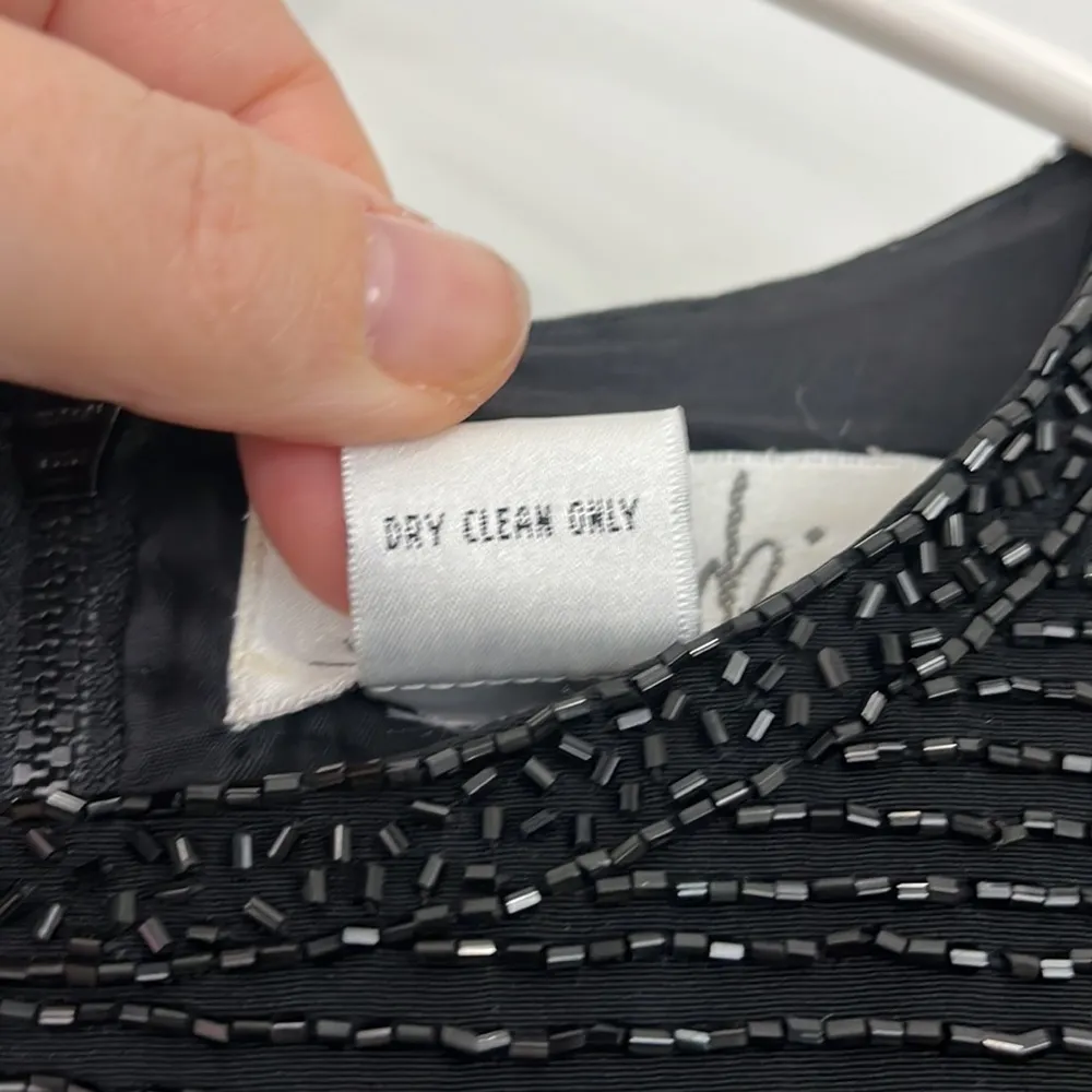 Bob Mackie Vintage XL Black Beaded Sequin Short Sleeve Blouse Top - Image 6