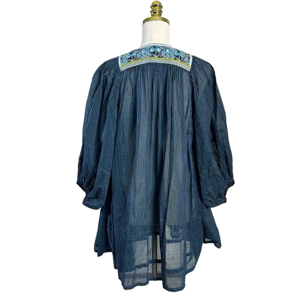 Free People Bohemian Embroidered Mirror Balloon Sleeve Tangier Tunic Size Small - Image 2
