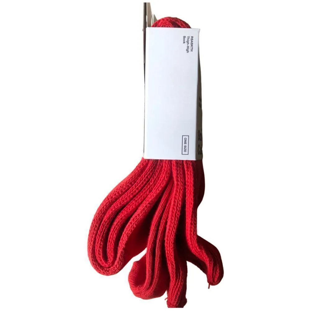 American Apparel Brand New 2000s Y2K DARK RED Vintage Deadstock Thigh High Socks - Image 4