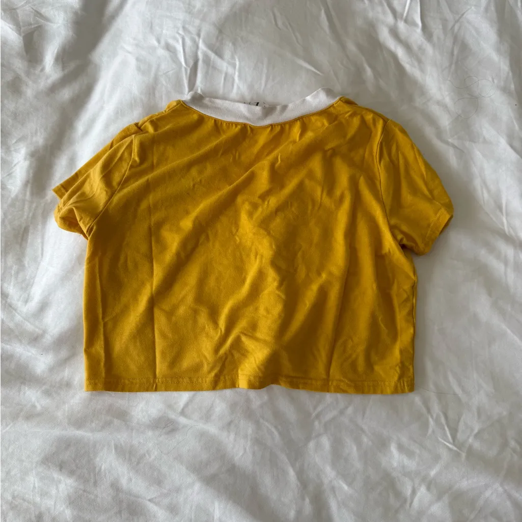 University of Michigan Maize cropped V Neck Top Yellow - Image 3