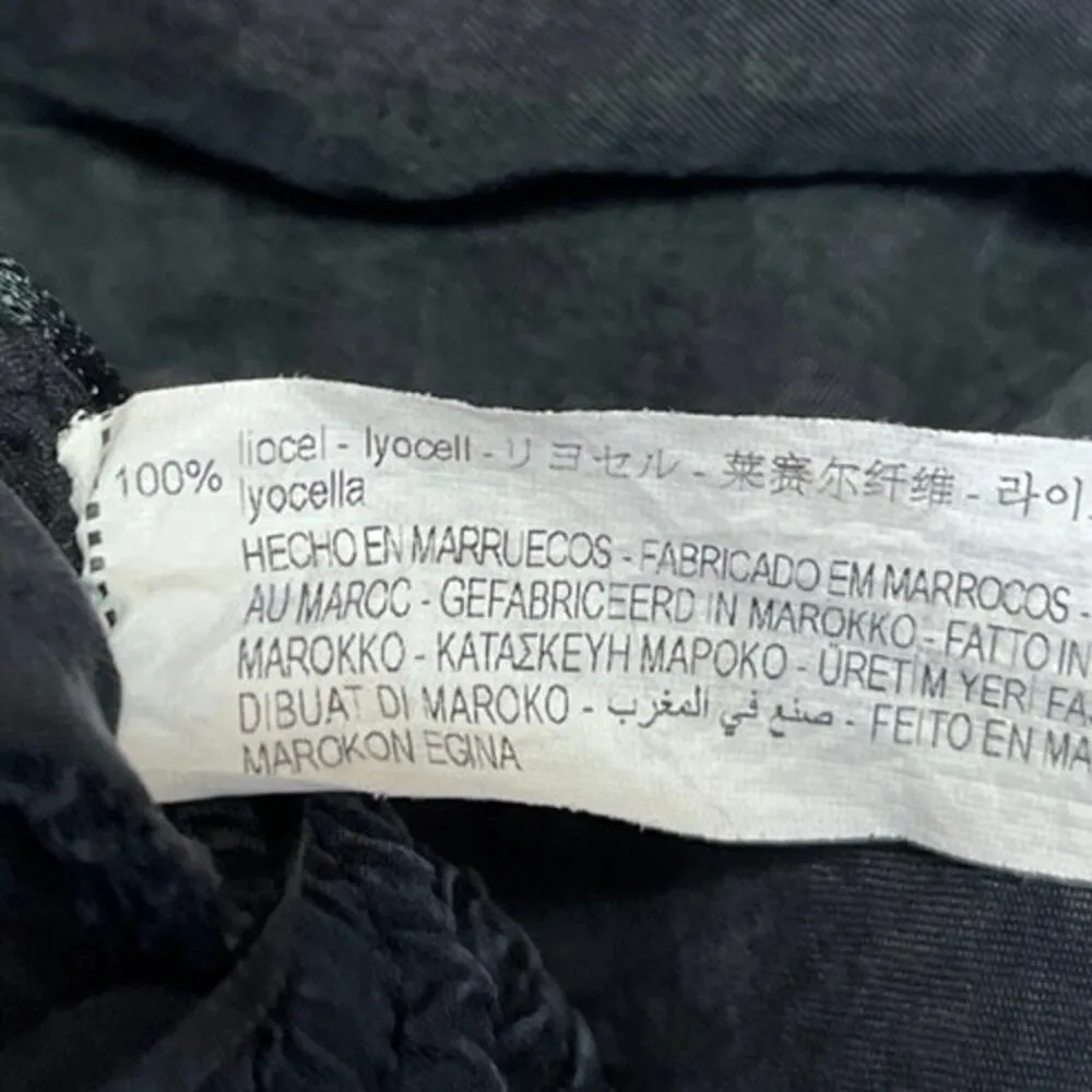 Zara Women's Black Drawstring High Waisted Wide Leg Casual Mini Shorts Size L - Image 5