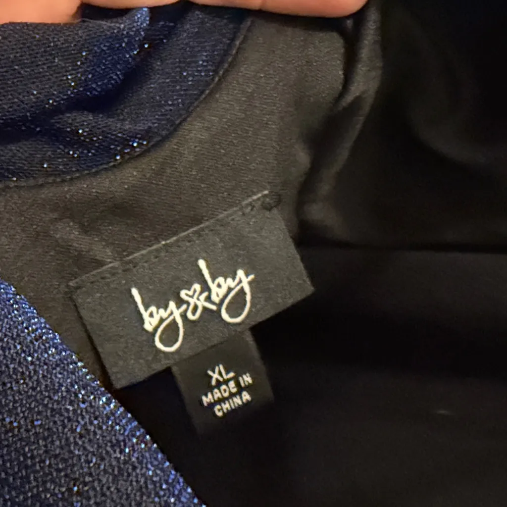 Elegant Navy Blue Shimmery Glittery Velvet Dress Size XL - Image 7