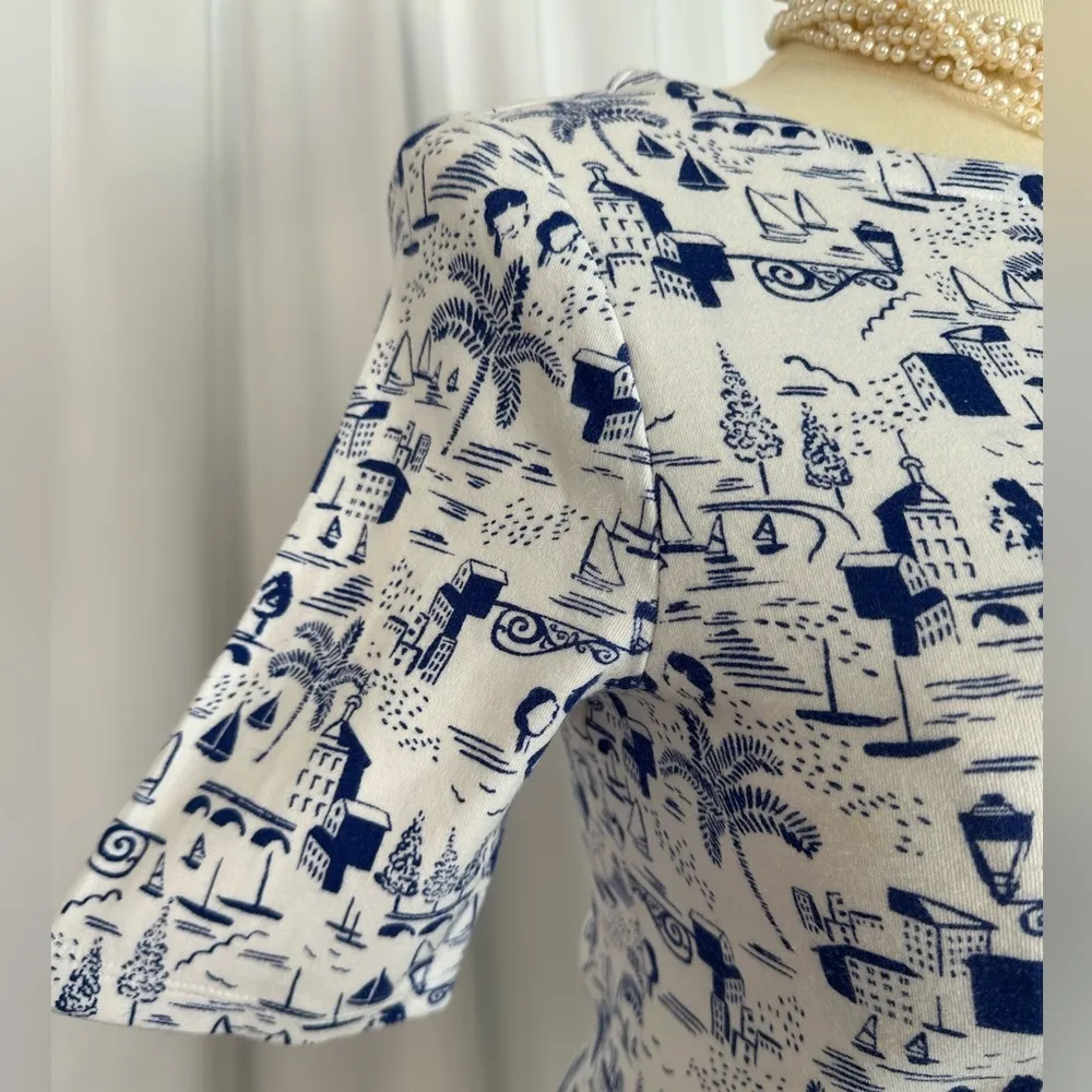 Charter Club Fitted Blue and White Short Sleeve T-Shirt (746) - Image 6