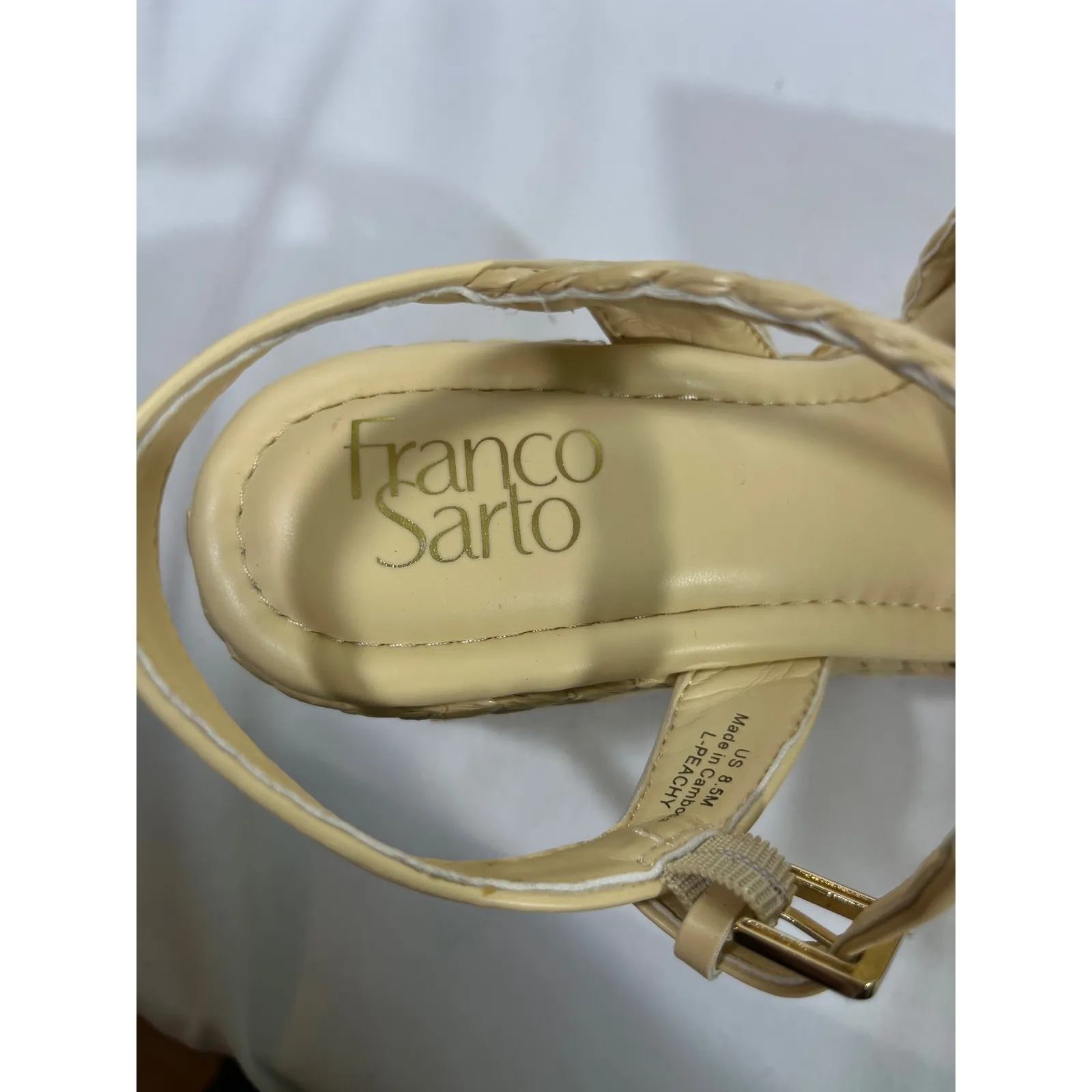 Franco Sarto Women's Beige Woven Espadrille Wedge Sandals L-Peachy Boho Size 8.5 - Image 9